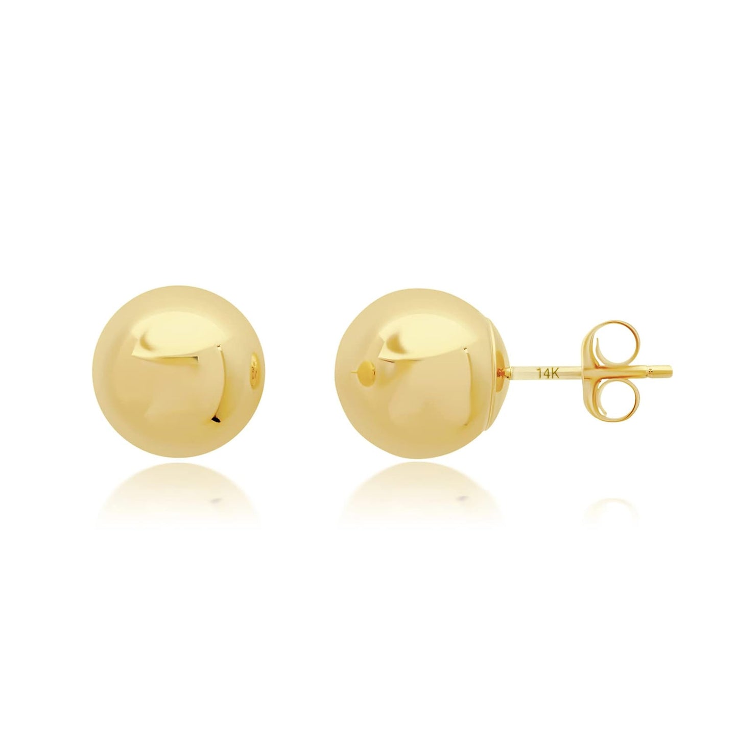 14K Gold Stud Earrings for Women | Yellow Solid Gold Flat & Full Ball Earrings with Gold Butterfly Backs | 4MM-8MM Hypoallergenic Real 14K Button Ball Studs for Women & Men by MAX + STONE
