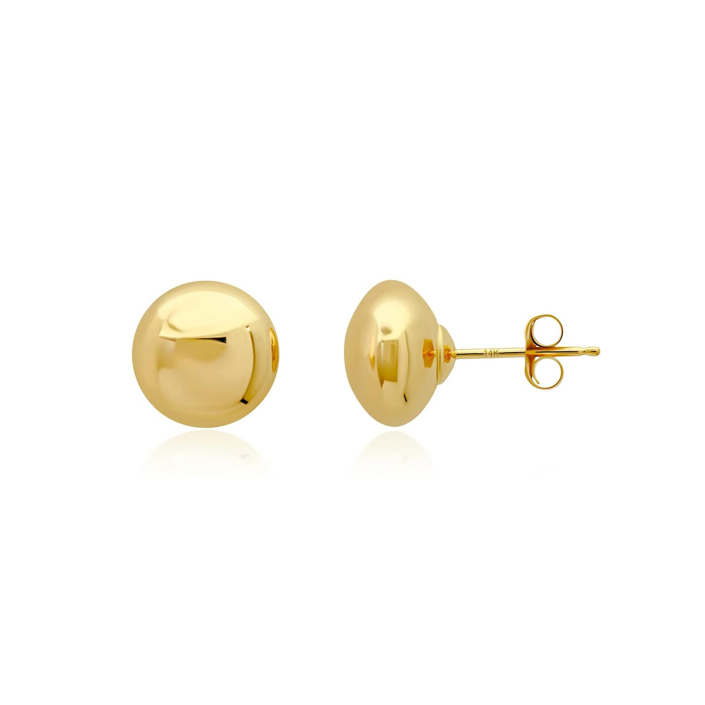 14K Gold Stud Earrings for Women | Yellow Solid Gold Flat & Full Ball Earrings with Gold Butterfly Backs | 4MM-8MM Hypoallergenic Real 14K Button Ball Studs for Women & Men by MAX + STONE