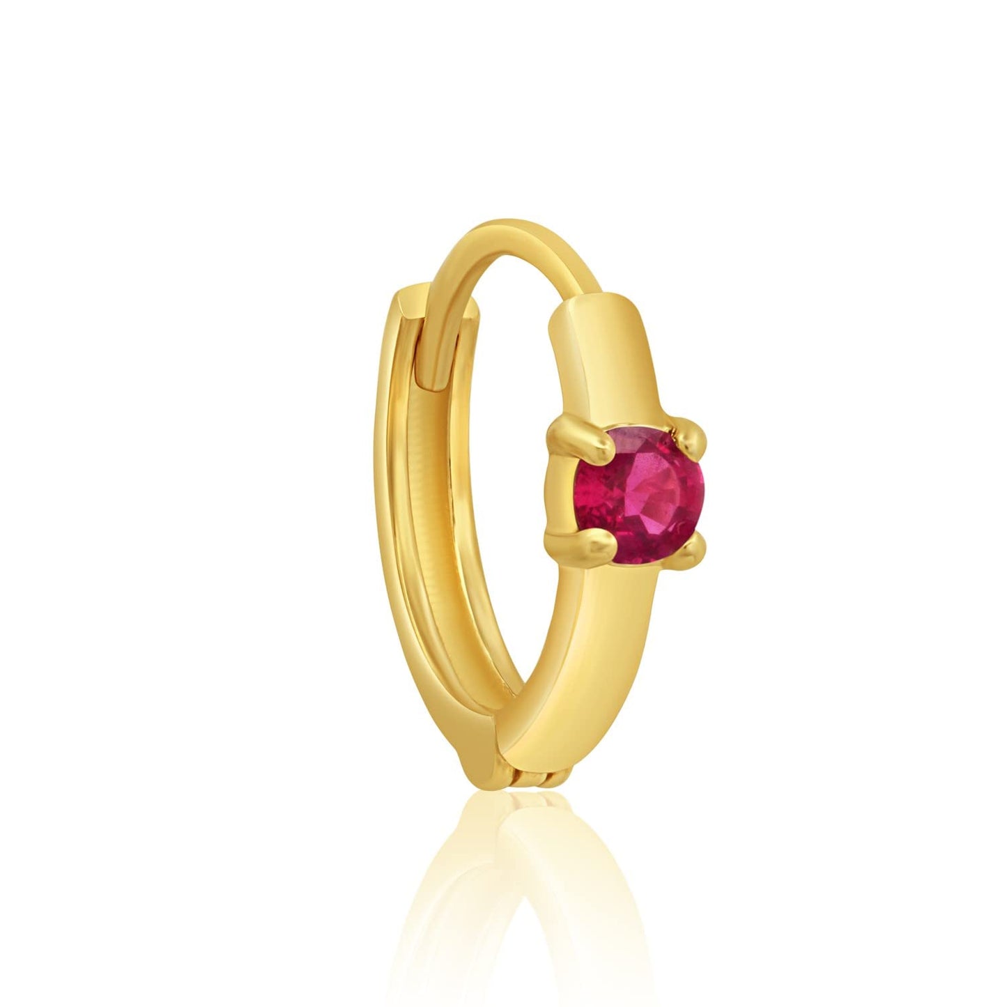 Solid 14k Gold Small 11mm Mini Huggie Hoops with Natural Ruby and Sapphire Gemstones, Available in Single Hoop OR Pair by MAX + STONE