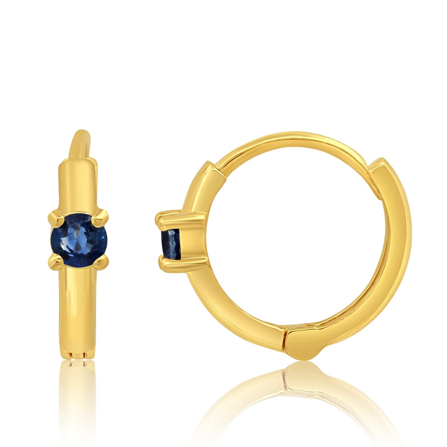 Solid 14k Gold Small 11mm Mini Huggie Hoops with Natural Ruby and Sapphire Gemstones, Available in Single Hoop OR Pair by MAX + STONE