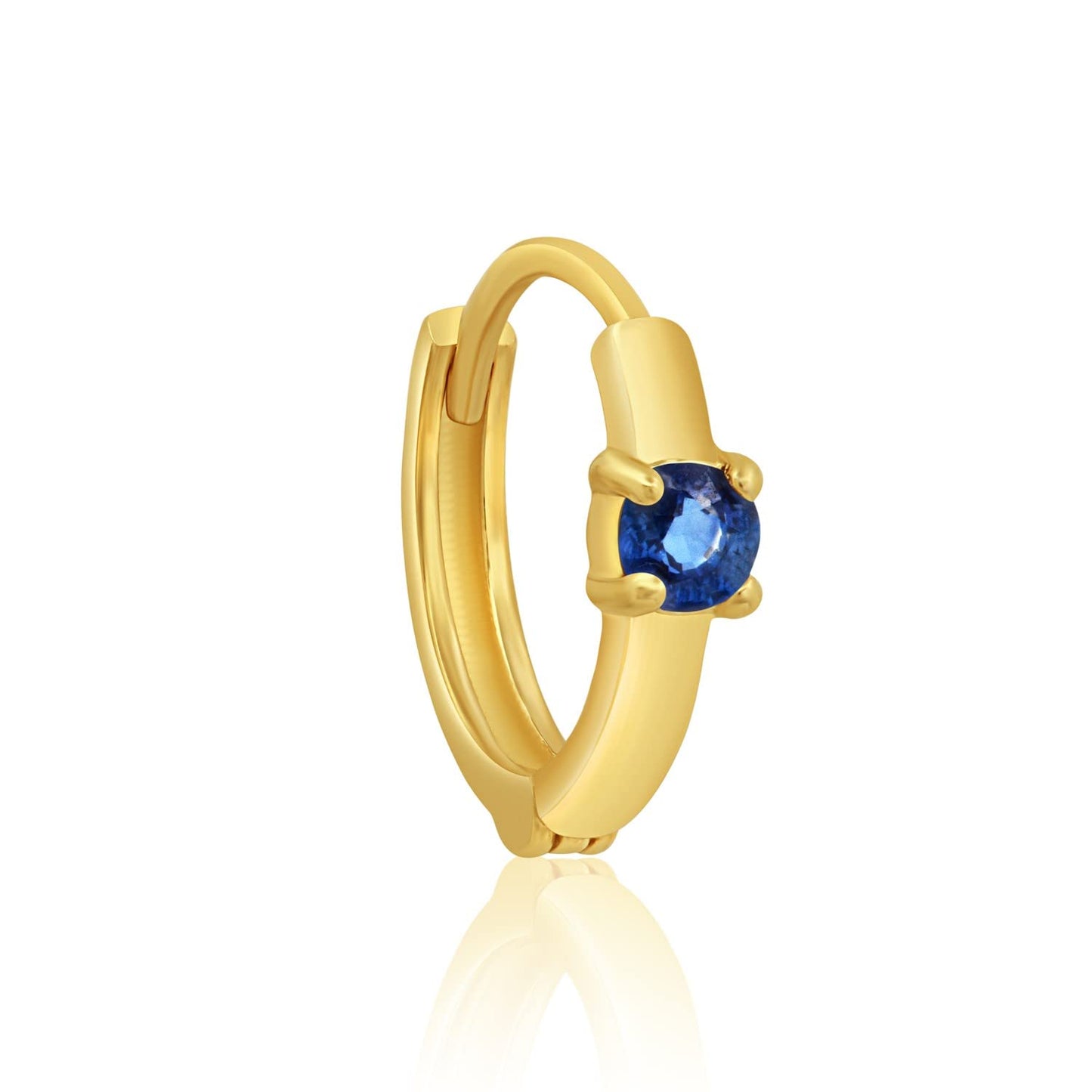 Solid 14k Gold Small 11mm Mini Huggie Hoops with Natural Ruby and Sapphire Gemstones, Available in Single Hoop OR Pair by MAX + STONE