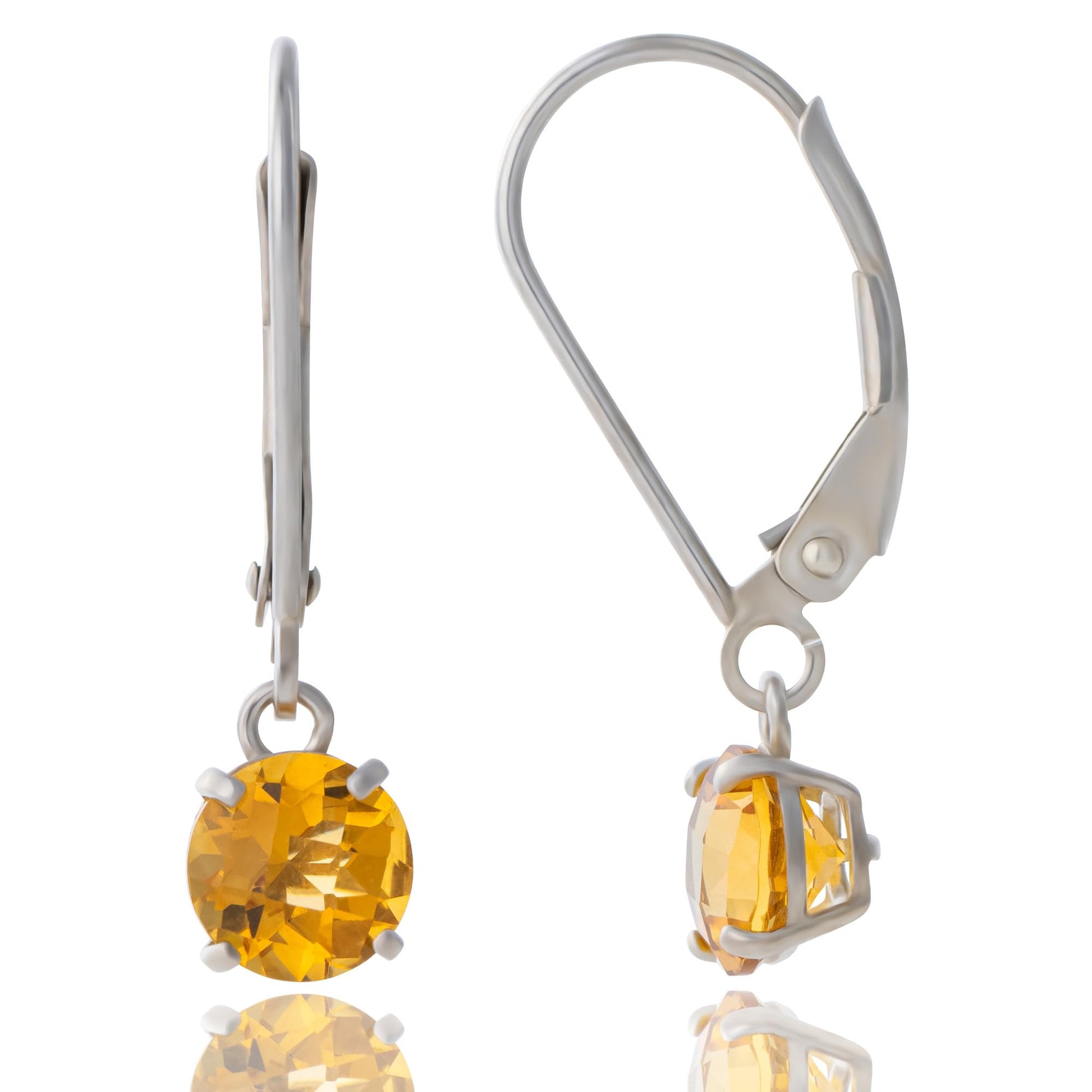 10k Yellow Gold 6mm Round Birthstone Dangle Earrings for Women with Leverbacks by MAX + STONE