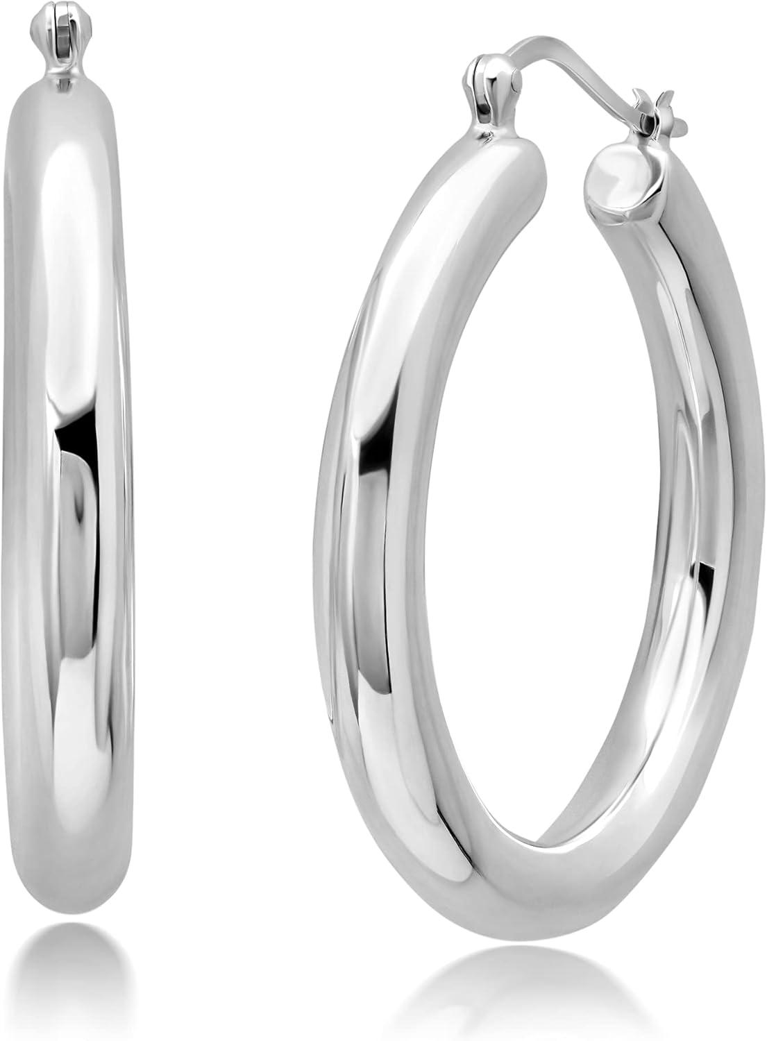 925 Sterling Silver Chunky Hoop Earrings for Women | Hypoallergenic Hollow Round Sterling Silver Hoop Earrings | Lightweight Thick Silver Earrings Hoops by MAX + STONE