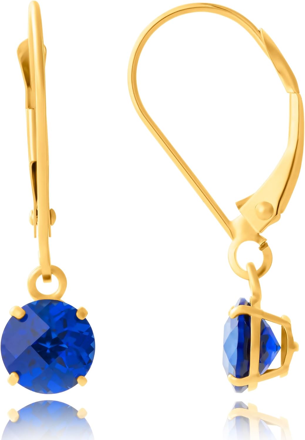10k Yellow Gold 6mm Round Birthstone Dangle Earrings for Women with Leverbacks by MAX + STONE