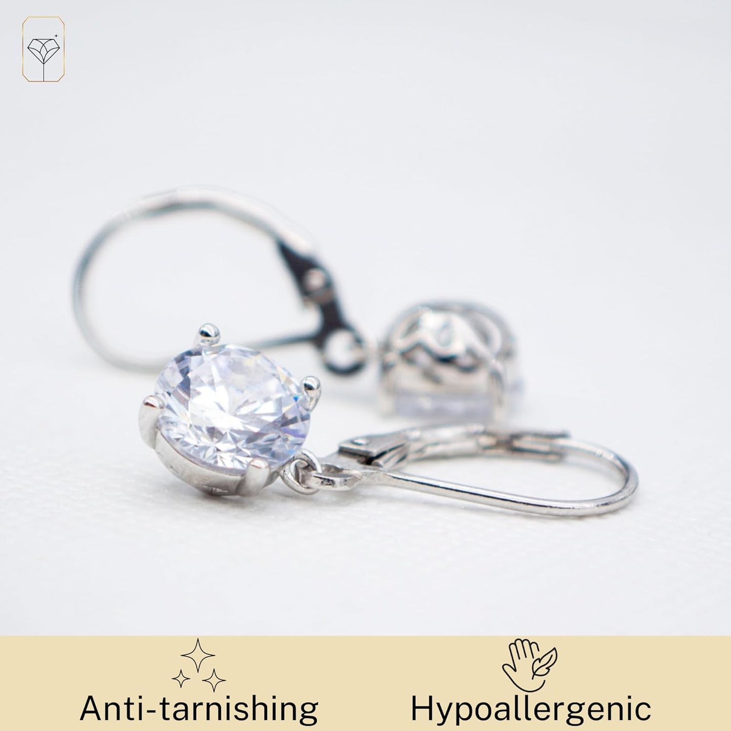 Sterling Silver Cubic Zirconia Dangle Earrings for Women | Silver Leverback Cubic Zirconia Dangle Earring | 2-4 CT.TW CZ Drop Earrings by MAX + STONE