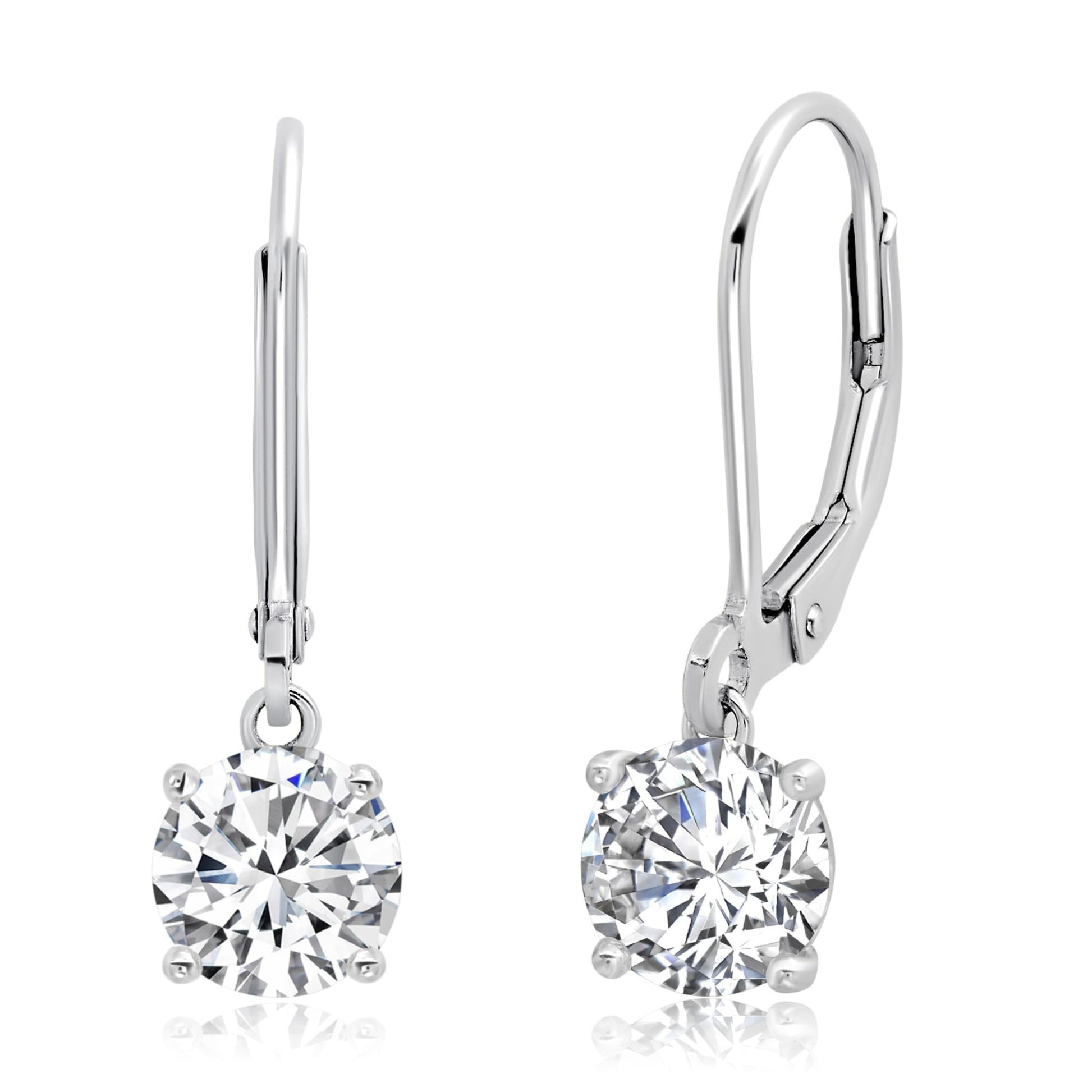 Sterling Silver Cubic Zirconia Dangle Earrings for Women | Silver Leverback Cubic Zirconia Dangle Earring | 2-4 CT.TW CZ Drop Earrings by MAX + STONE