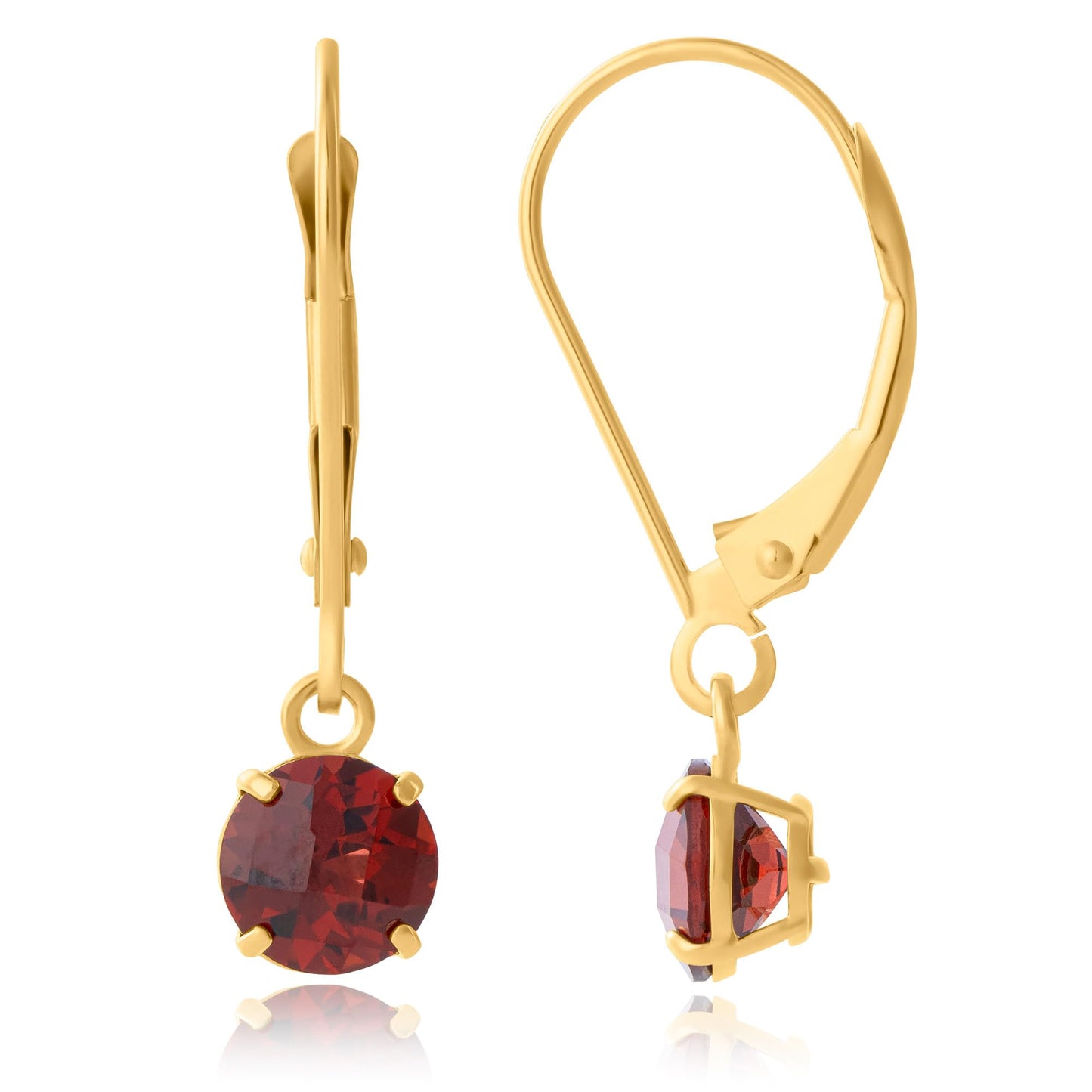 10k Yellow Gold 6mm Round Birthstone Dangle Earrings for Women with Leverbacks by MAX + STONE
