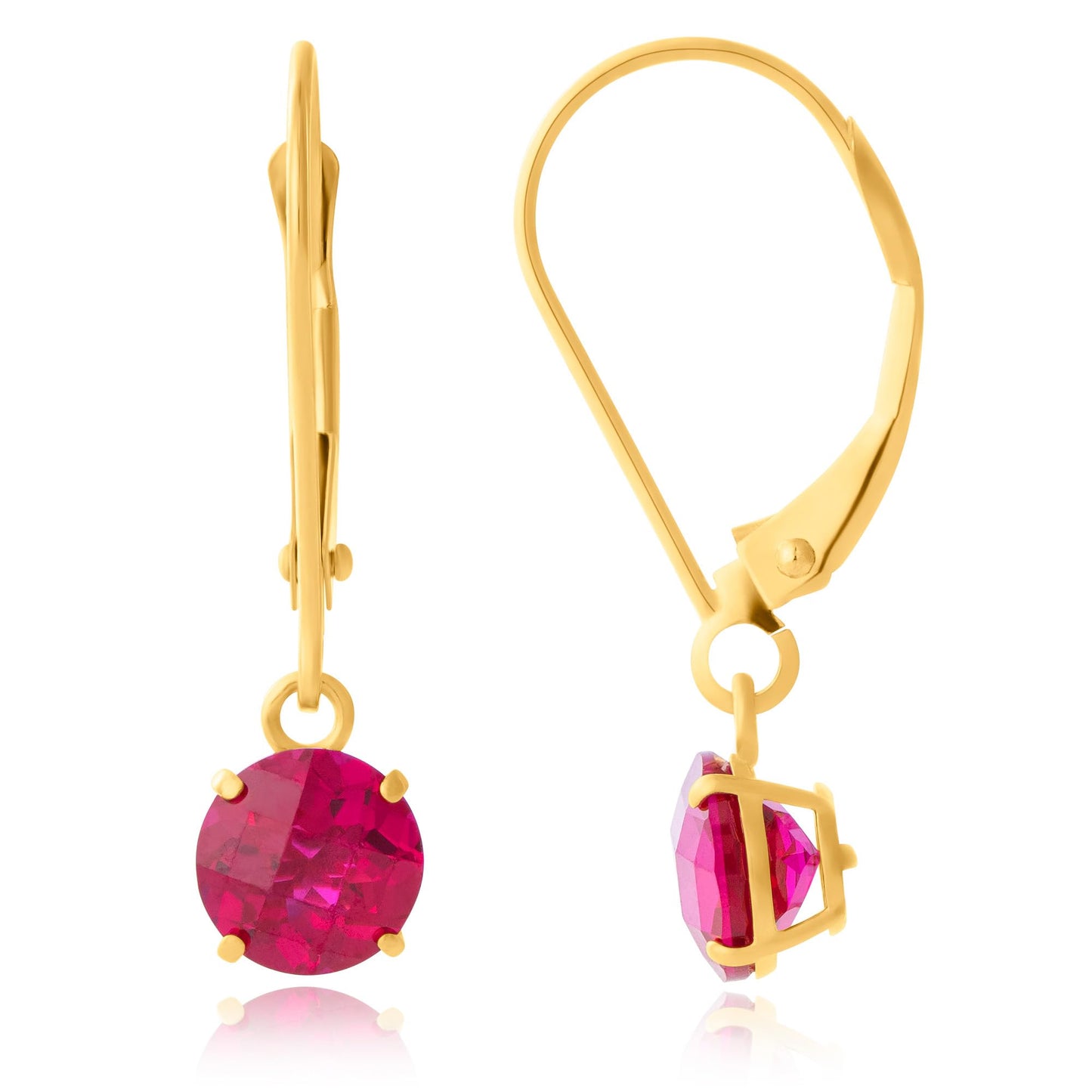 10k Yellow Gold 6mm Round Birthstone Dangle Earrings for Women with Leverbacks by MAX + STONE