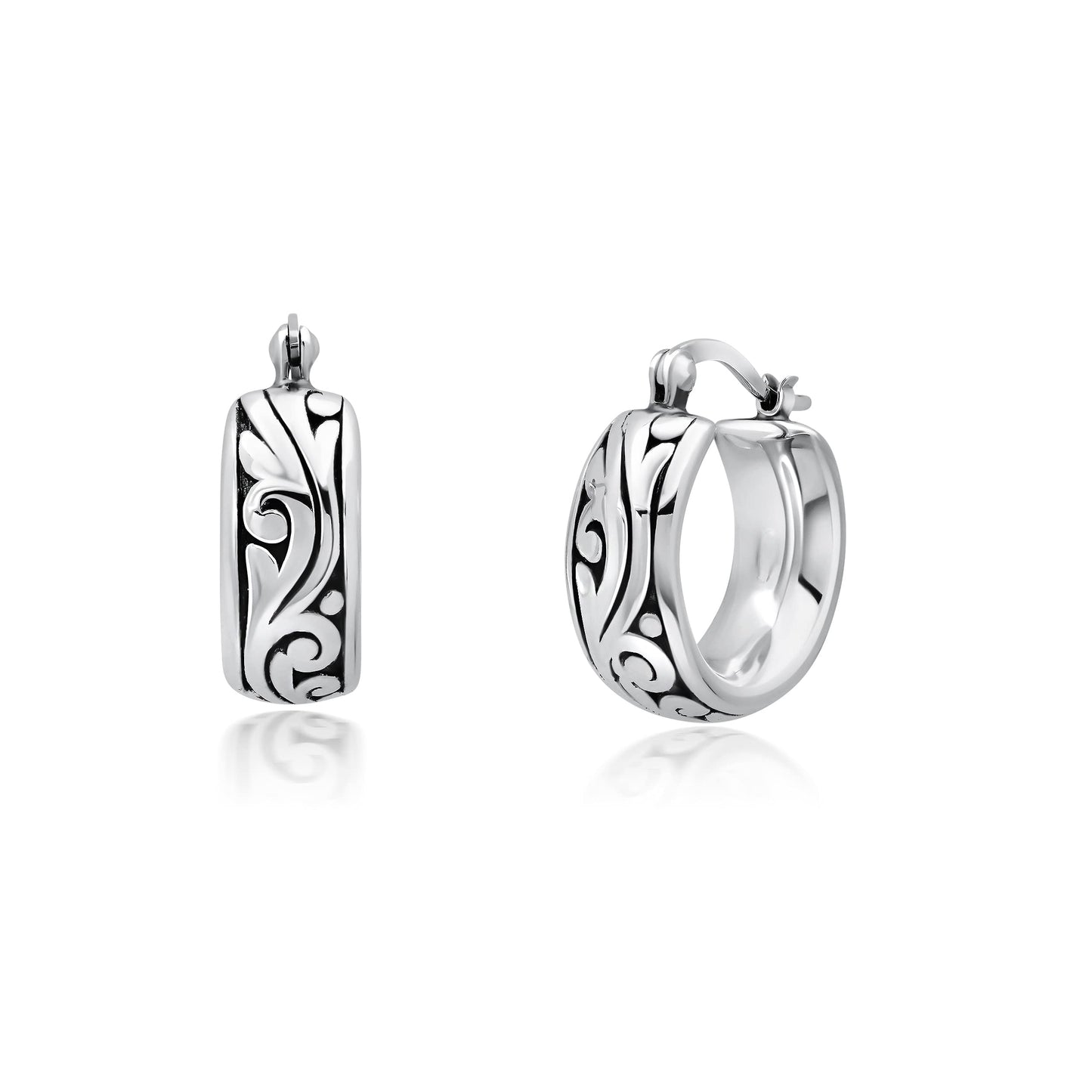Sterling Silver Lightweight Click Top Hoop Earrings in Various Styles
