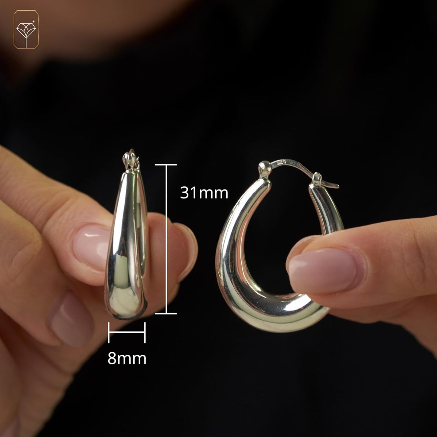 925 Sterling Silver Hypoallergenic Chunky Hoop Earrings for Women | Anti Tarnish Hoops in Various Styles by MAX + STONE