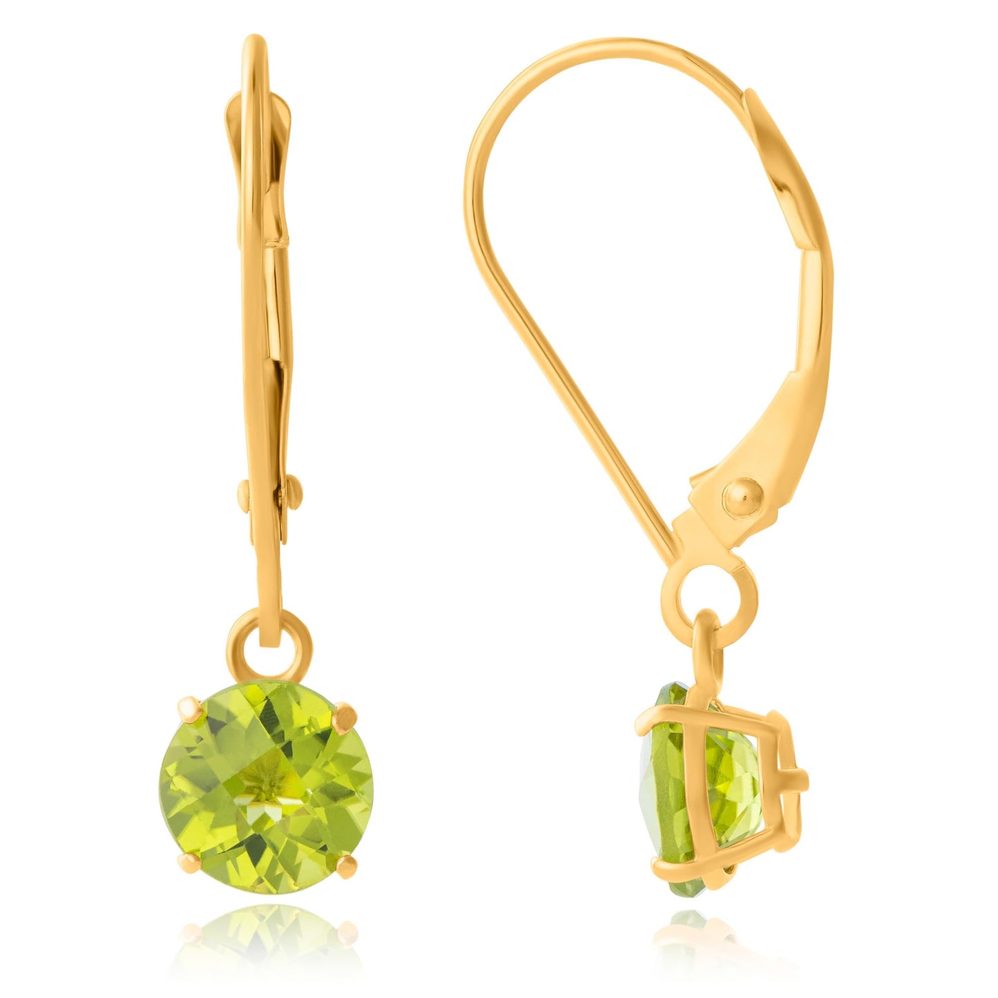 10k Yellow Gold 6mm Round Birthstone Dangle Earrings for Women with Leverbacks by MAX + STONE