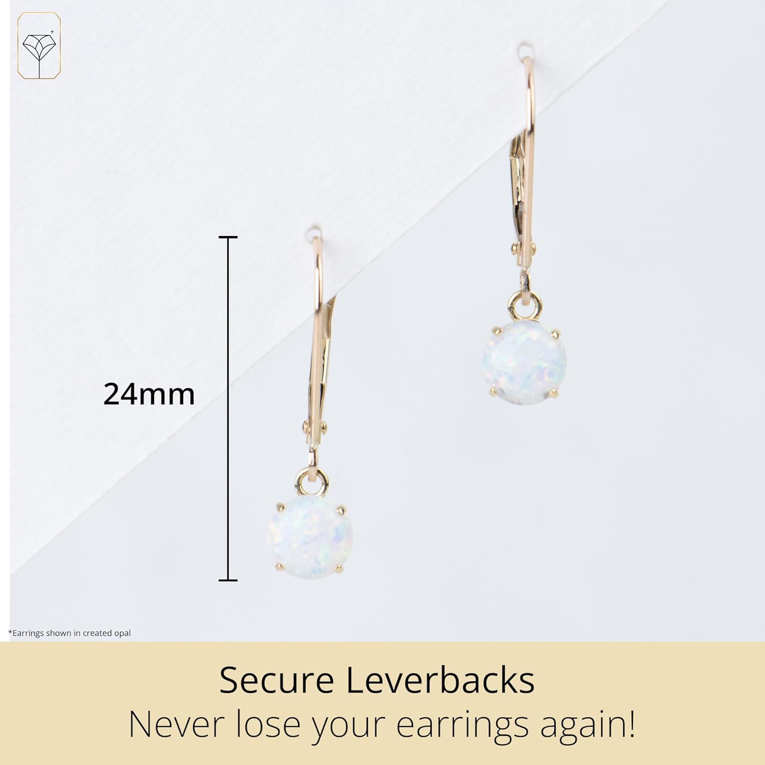 10k Yellow Gold 6mm Round Birthstone Dangle Earrings for Women with Leverbacks by MAX + STONE