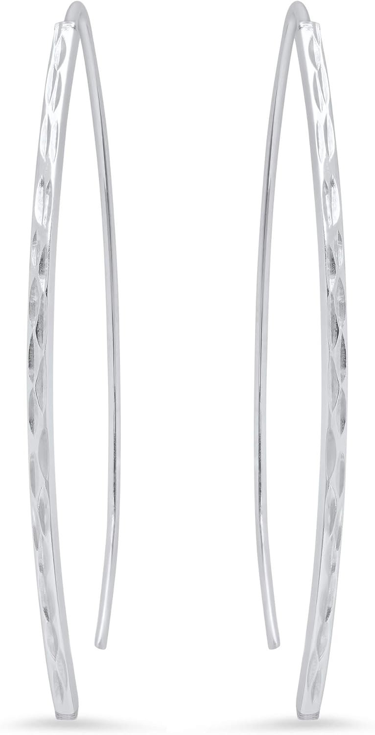 Sterling Silver Diamond Cut Threader Earrings