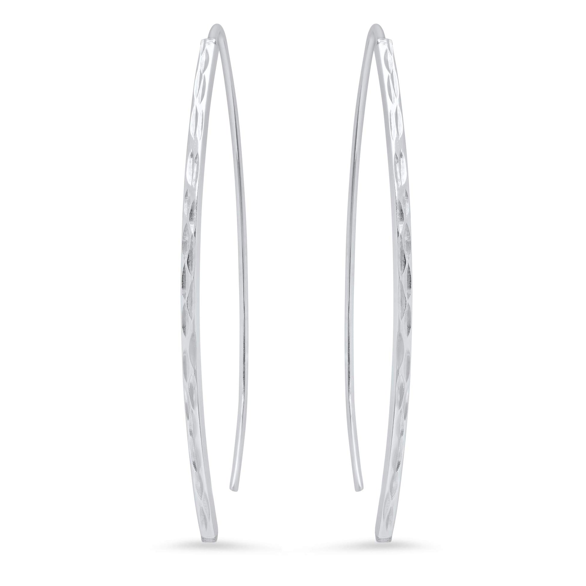 Sterling Silver Diamond Cut Threader Earrings