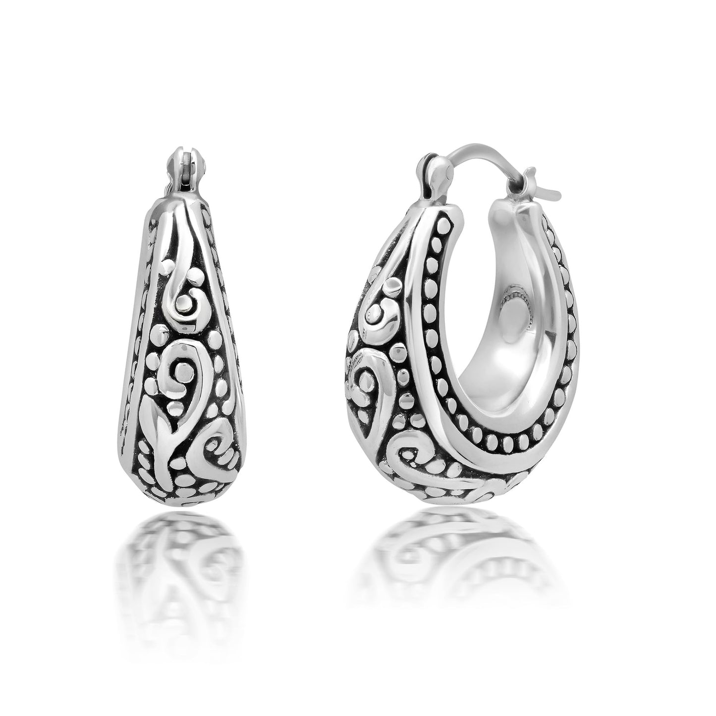 Sterling Silver Lightweight Click Top Hoop Earrings in Various Styles