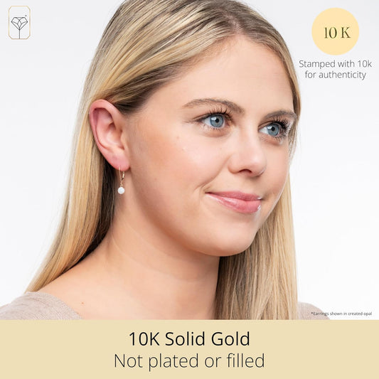 10k Yellow Gold 6mm Round Birthstone Dangle Earrings for Women with Leverbacks by MAX + STONE