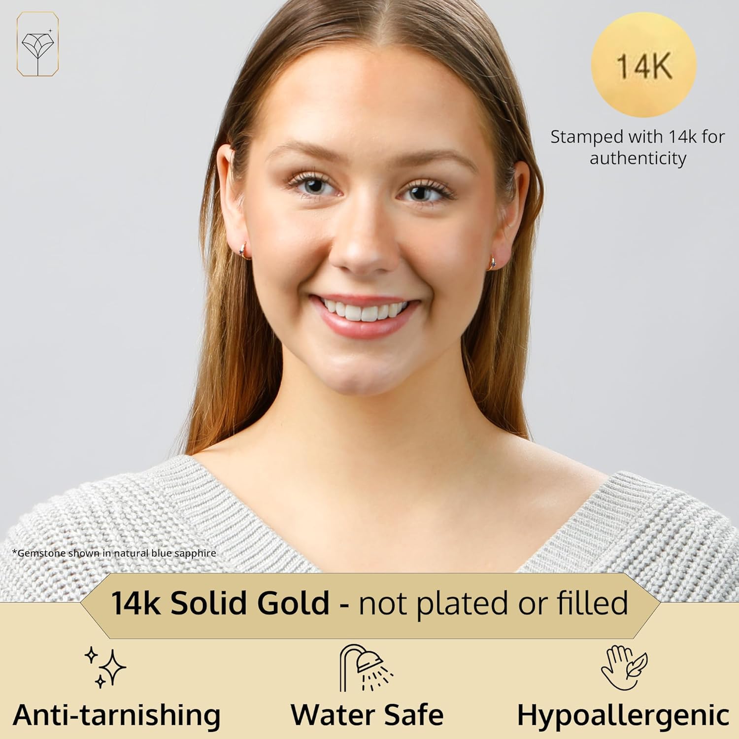 Solid 14k Gold Small 11mm Mini Huggie Hoops with Natural Ruby and Sapphire Gemstones, Available in Single Hoop OR Pair by MAX + STONE