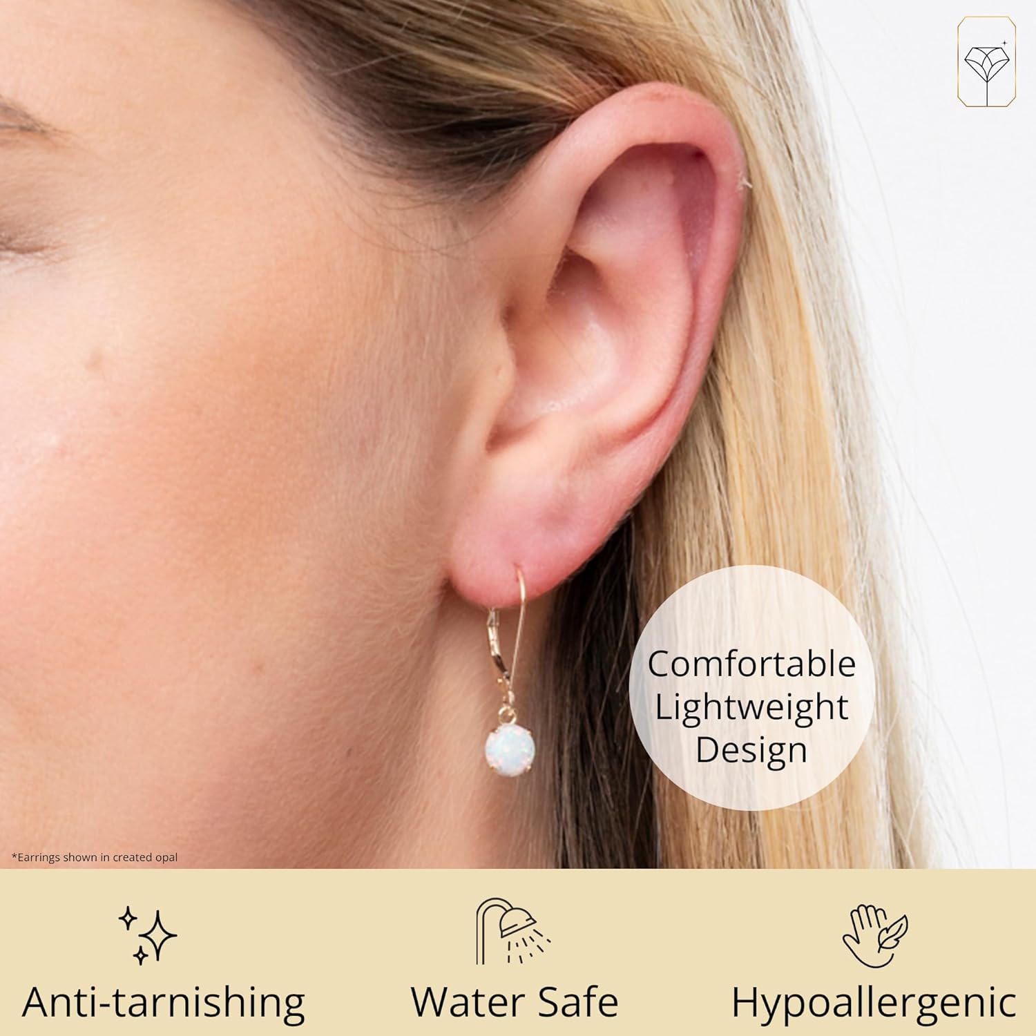 10k Yellow Gold 6mm Round Birthstone Dangle Earrings for Women with Leverbacks by MAX + STONE