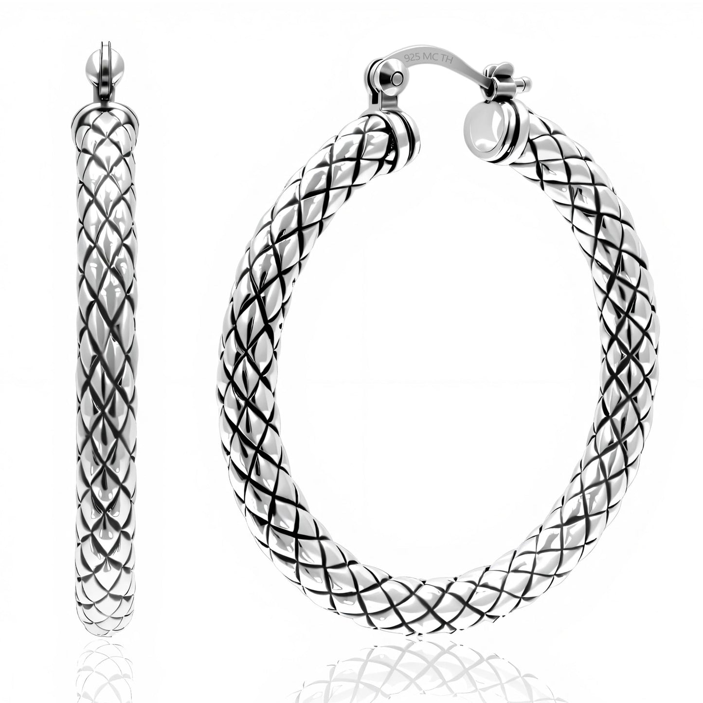 925 Sterling Silver Chunky Hoop Earrings for Women | Hypoallergenic Hollow Round Sterling Silver Hoop Earrings | Lightweight Thick Silver Earrings Hoops by MAX + STONE