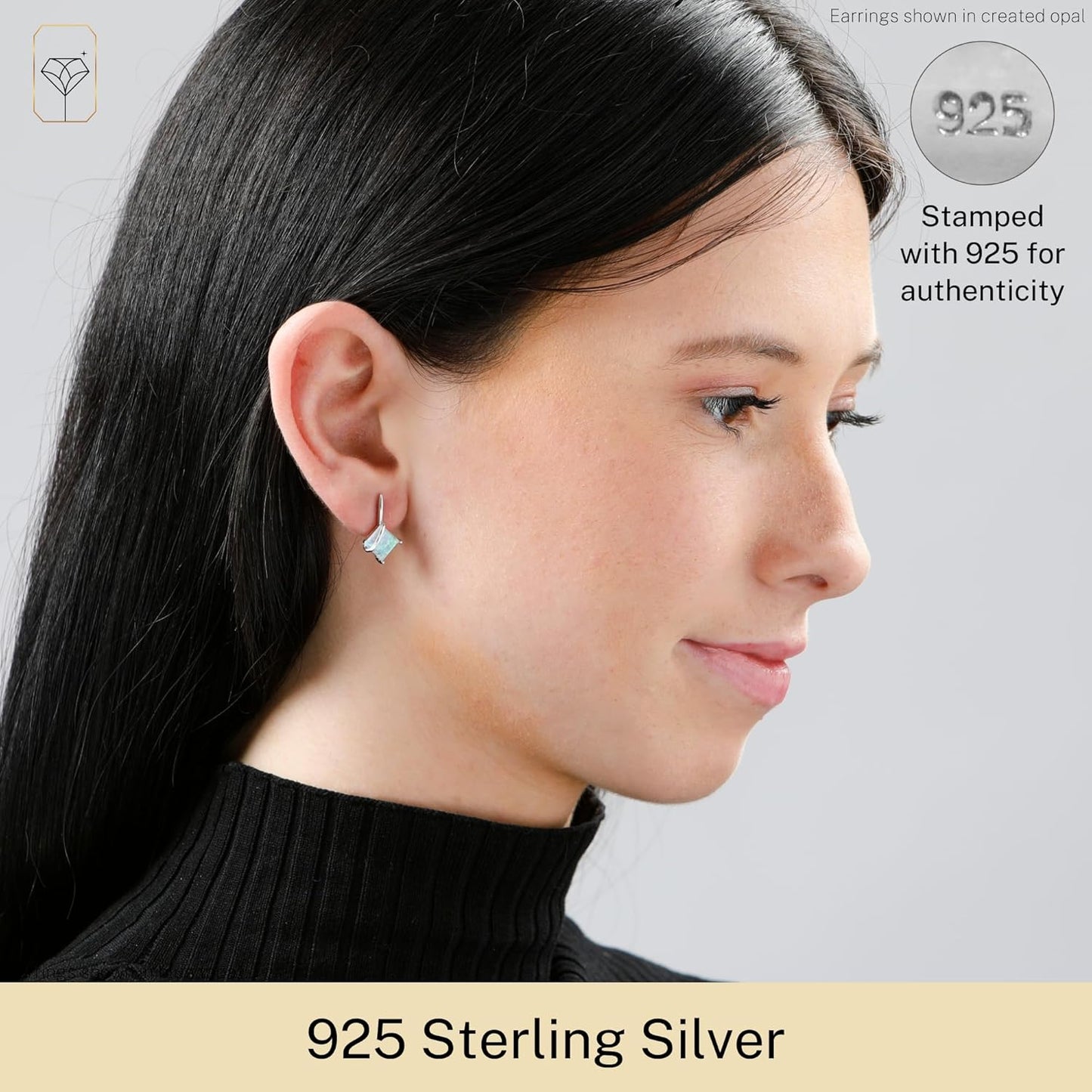 925 Sterling Silver Princess Cut Gemstone Square Drop Dangle Earrings for Women 7mm in Various Birthstones with Push Backs by MAX + STONE