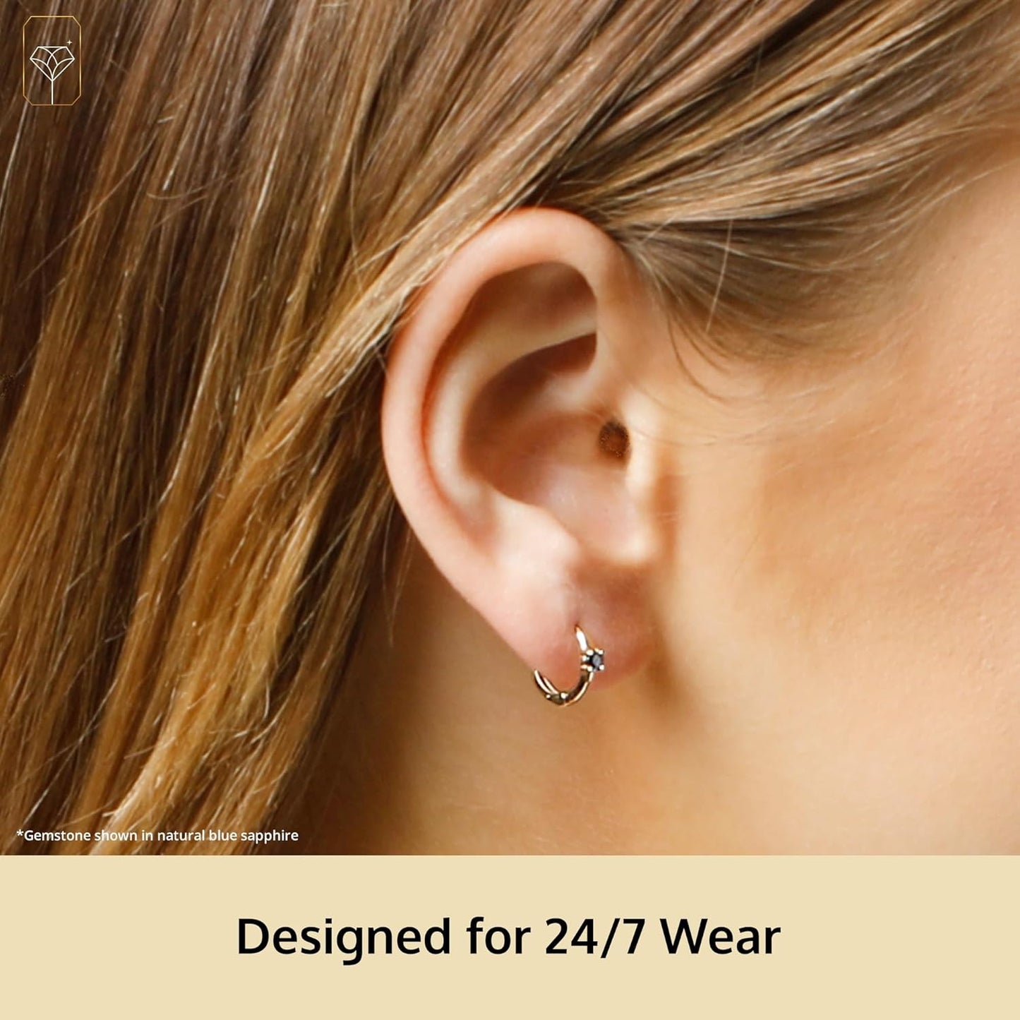 Solid 14k Gold Small 11mm Mini Huggie Hoops with Natural Ruby and Sapphire Gemstones, Available in Single Hoop OR Pair by MAX + STONE