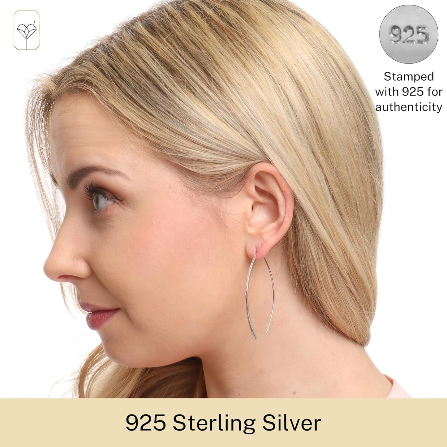 Sterling Silver Diamond Cut Threader Earrings