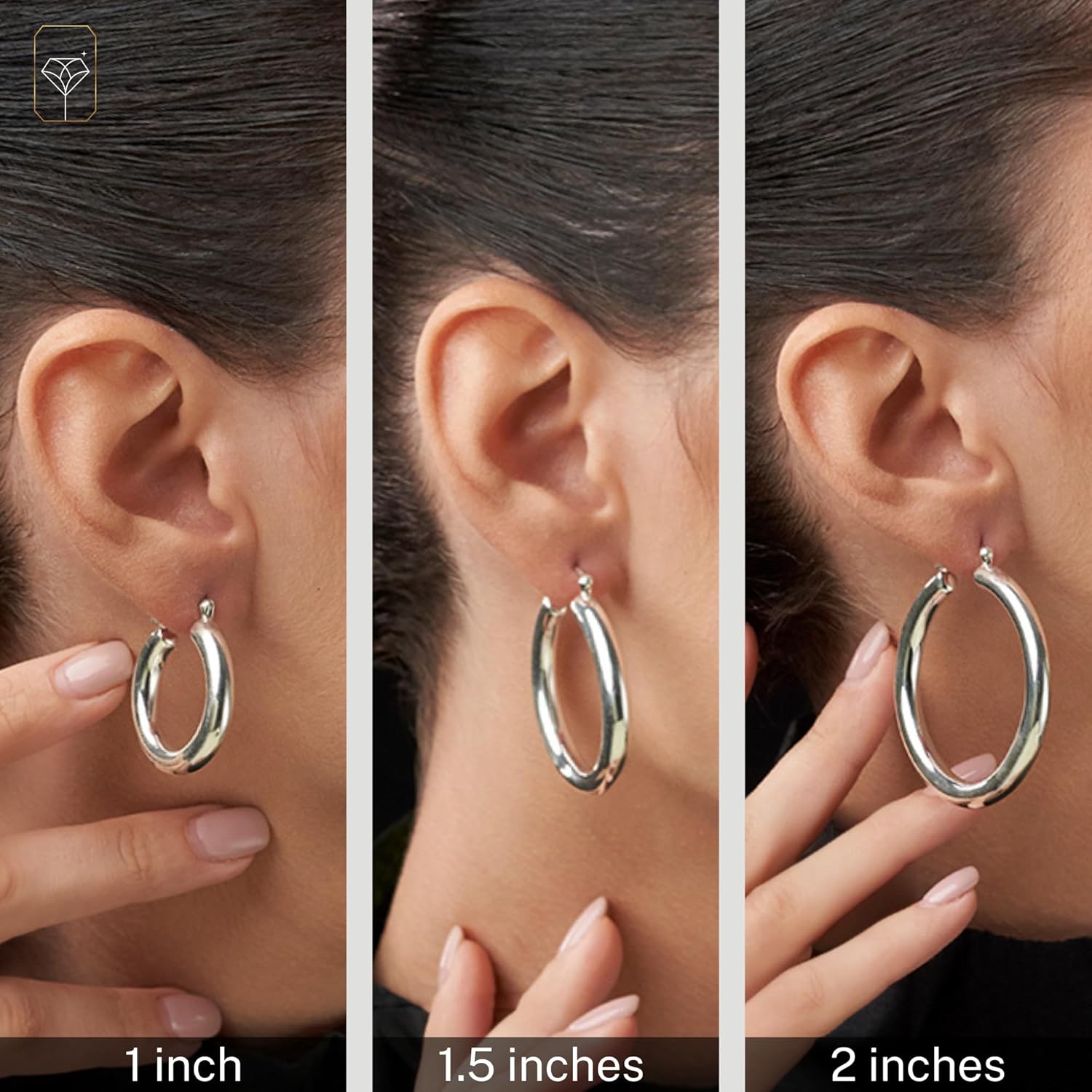 925 Sterling Silver Chunky Hoop Earrings for Women | Hypoallergenic Hollow Round Sterling Silver Hoop Earrings | Lightweight Thick Silver Earrings Hoops by MAX + STONE